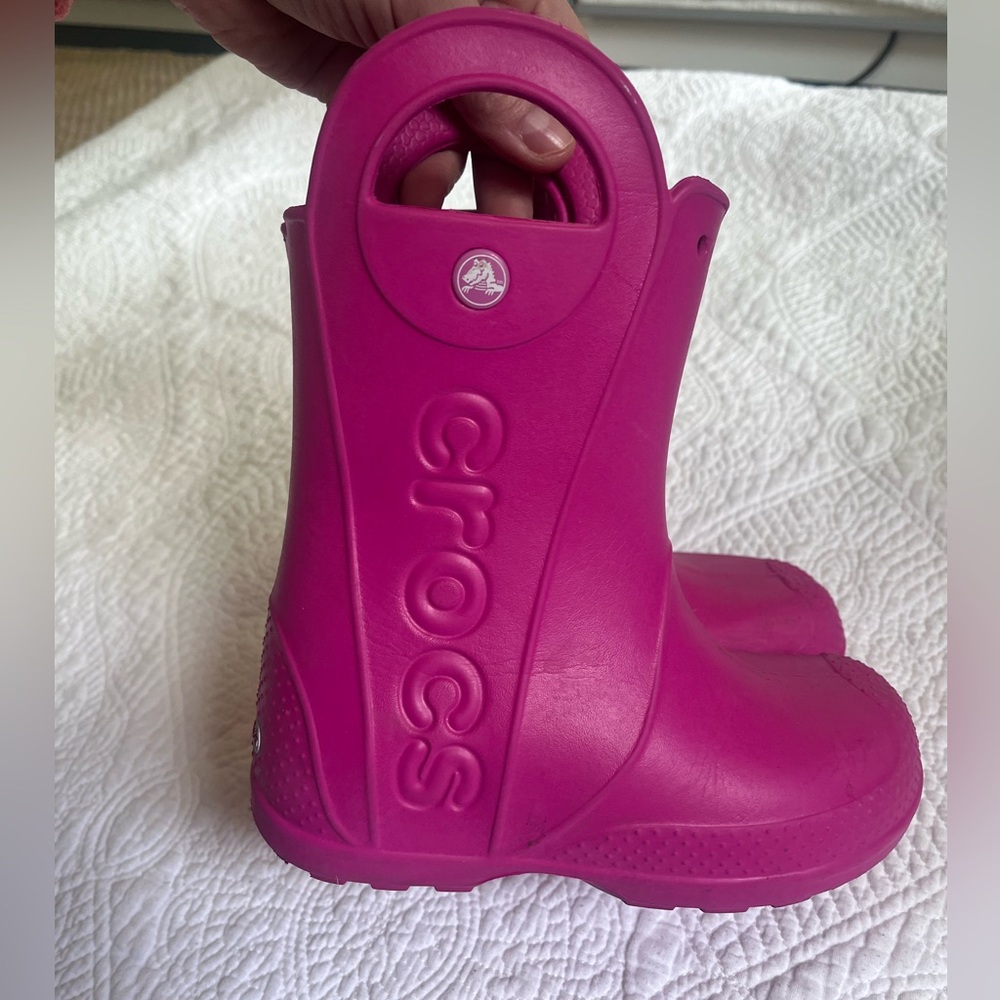 Hot Pink Crocs Handle It Rain Boots Little Kids Size 13 girls GUC